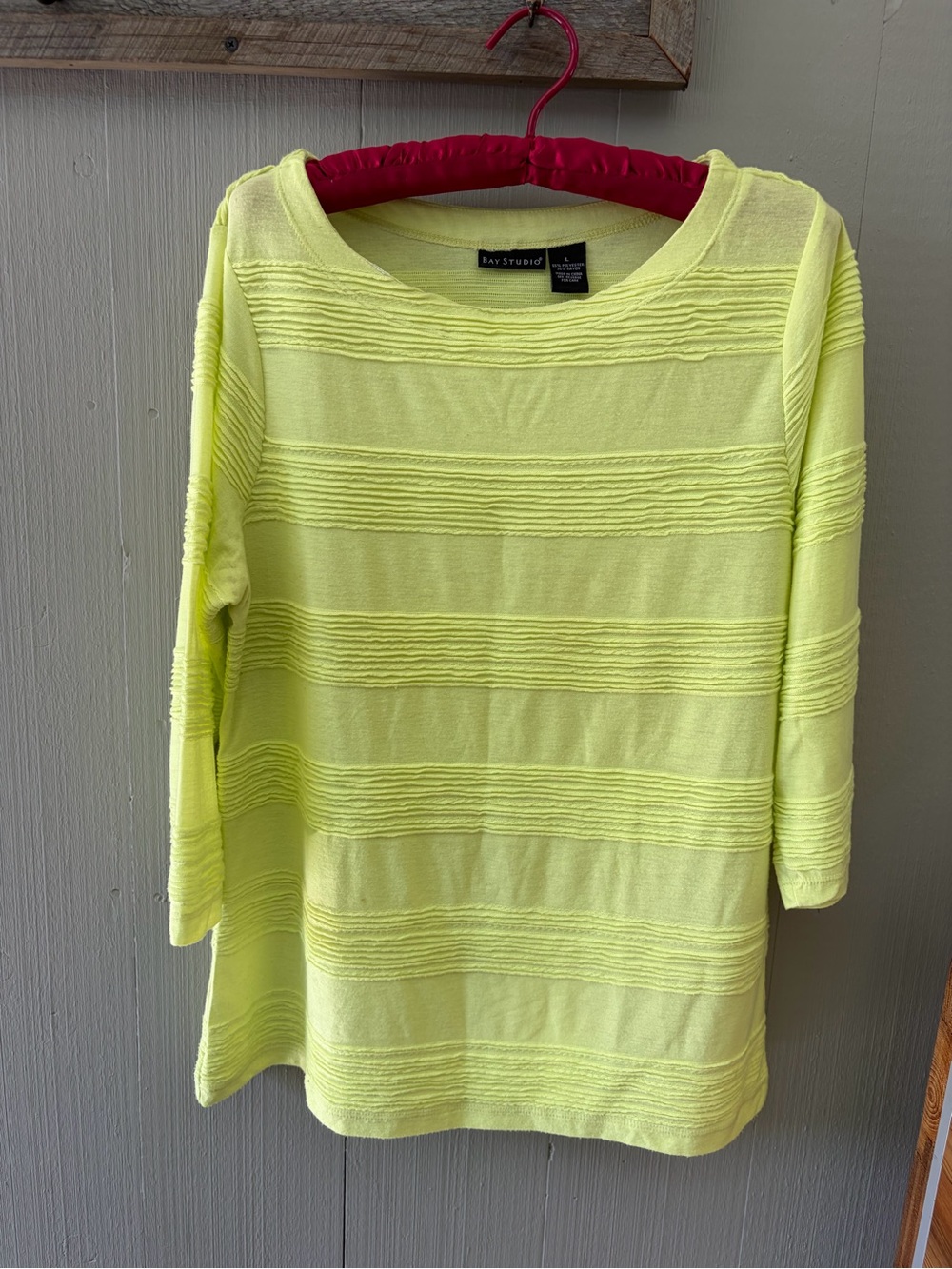 Bay Studio Neon Yellow Textured Stripe Knit Top